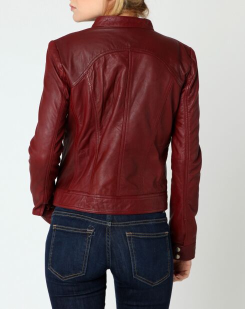 Veste en Cuir Sarah bordeaux