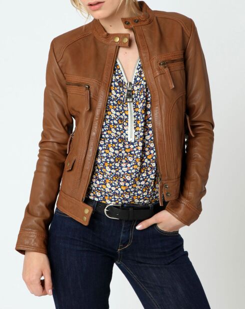 Veste en Cuir Sarah cognac