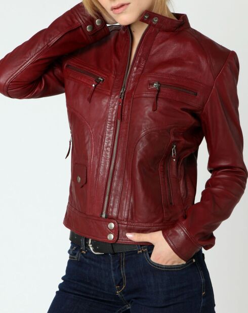 Veste en Cuir Sarah bordeaux