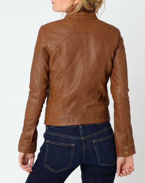 Veste en Cuir Sarah cognac