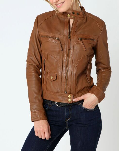 Veste en Cuir Sarah cognac