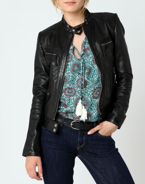 Veste en Cuir Sarah noire