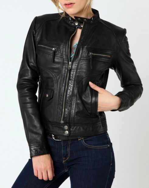 Veste en Cuir Sarah noire