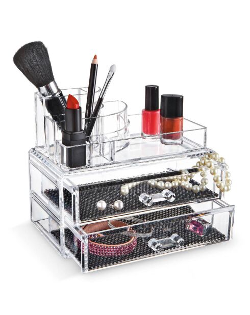 Organisateur de maquillage avec tiroirs transparent - 18.8x11.5x15.7 cm