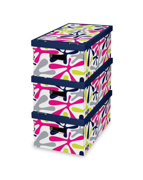 3 Boîtes de rangement multicolores - 29x52x20  cm