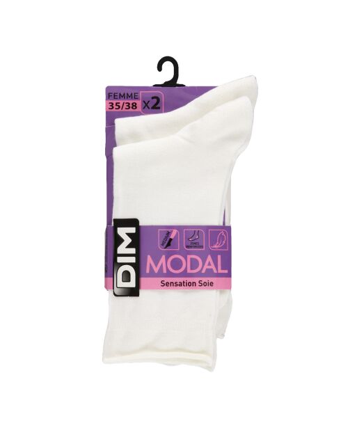 2 Paires de Chaussettes Modal Sensation Soie blanches