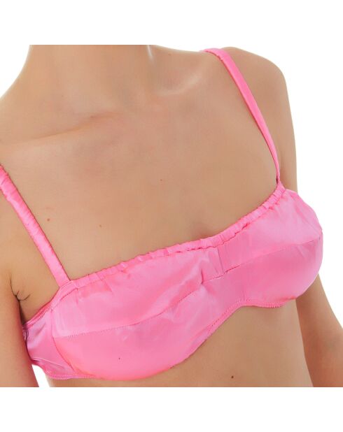 Brassière souple 100% Soie rose vif