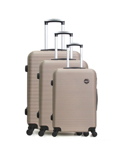 3 Valises 4 roues London 50/60/70 cm dorées