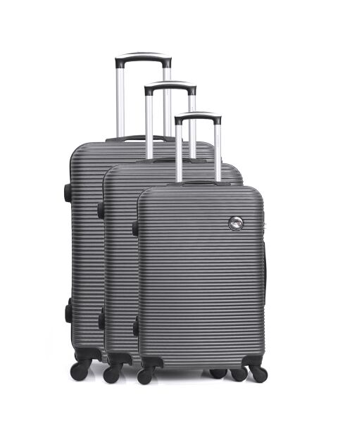 3 Valises 4 roues 50/60/70 cm London gris foncé