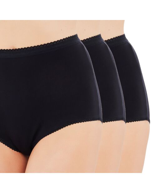 3 schwarze Maxi-Stretchhöschen aus Baumwolle