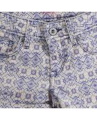 Blau/weiße ethnische Baumwollsegeltuchshorts