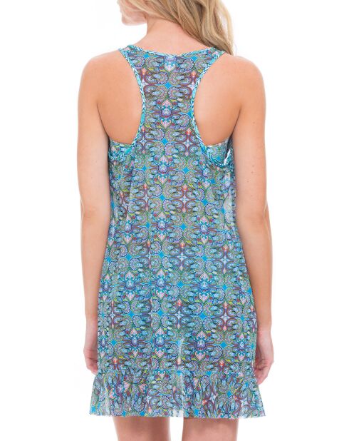 India blauw/veelkleurige jurk