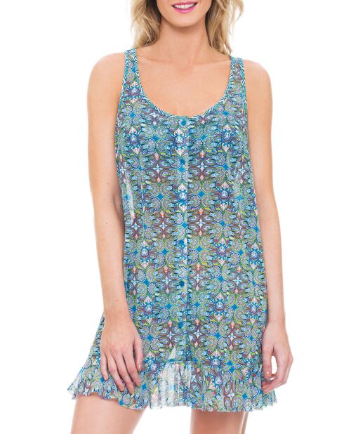 India blauw/veelkleurige jurk