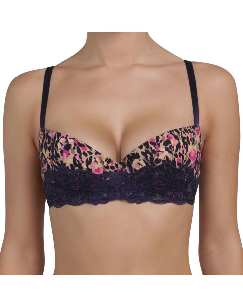 Soutien-gorge Balconnet Push Up rembourré imprimé violet