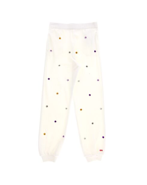 Pantalon en Velours de Coton à strass blanc