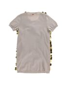 Robe en Maille de Coton gros sequins beige/doré