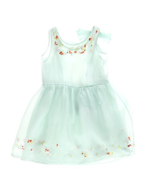 Robe 100% Soie à sequins bleu turquoise