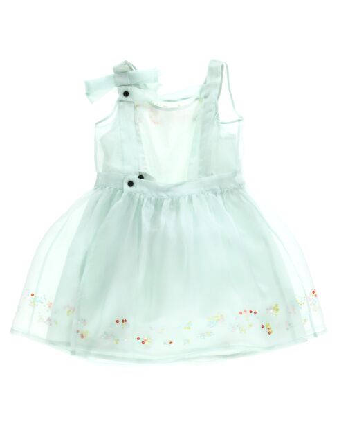 Robe 100% Soie à sequins bleu turquoise