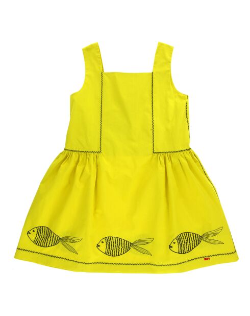 Gelbes besticktes Baumwollkleid