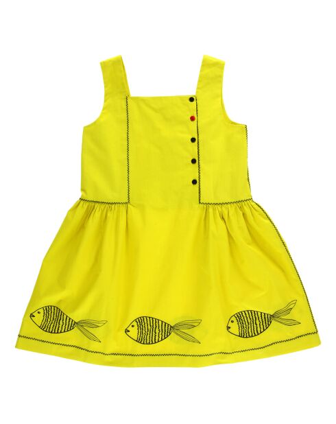 Gelbes besticktes Baumwollkleid