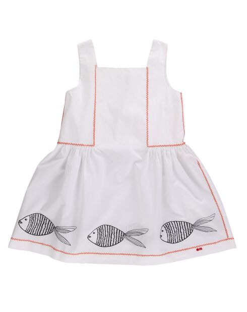 Robe en Coton à broderies blanche