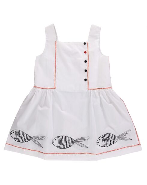 Robe en Coton à broderies blanche
