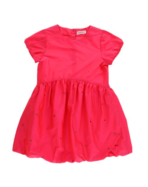 Robe manches courtes à strass rose fushia