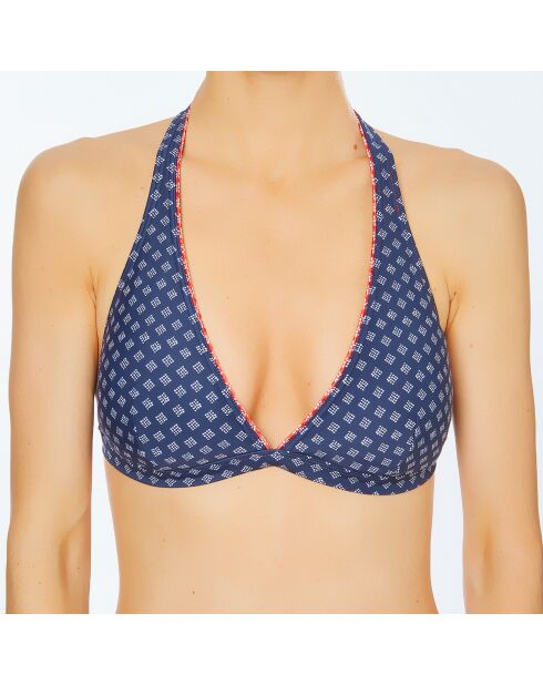 Top de bikini triangular azul marino de Orlando Beach