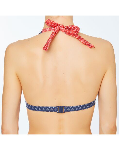 Top de bikini triangular azul marino de Orlando Beach