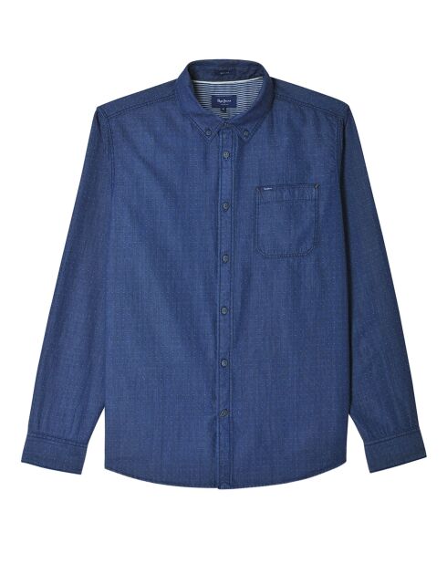 Chemise confort à micro points bleue