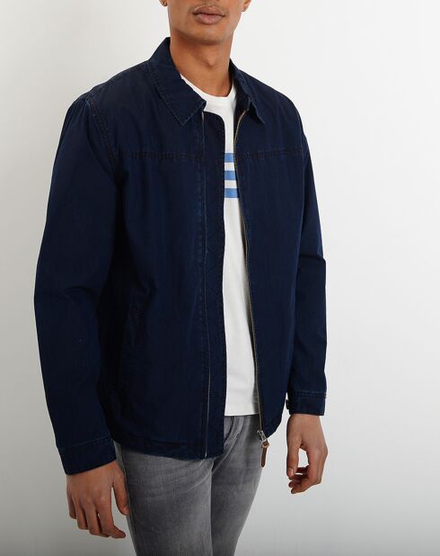 Blouson en Coton col cheminée bleu marine