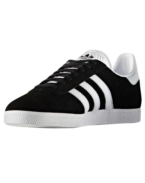 Baskets en Velours de Cuir Gazelle noir/blanc