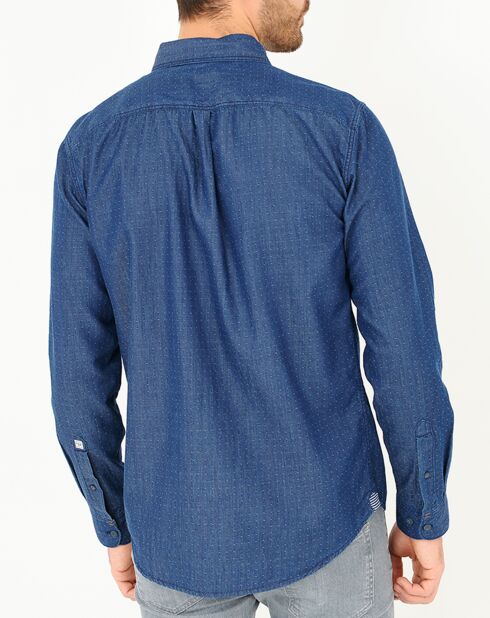 Chemise confort à micro points bleue