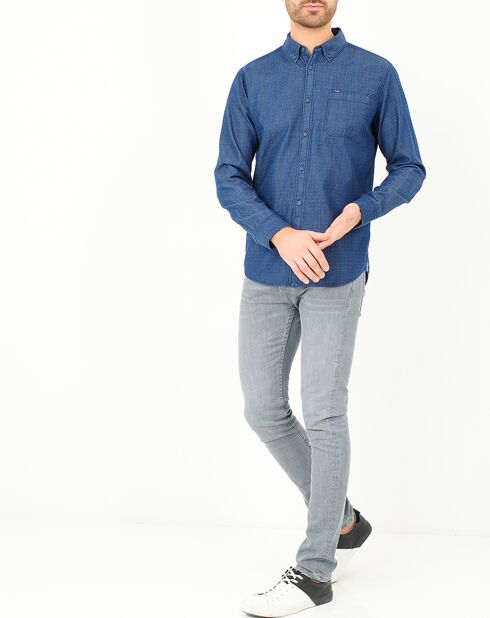 Chemise confort à micro points bleue