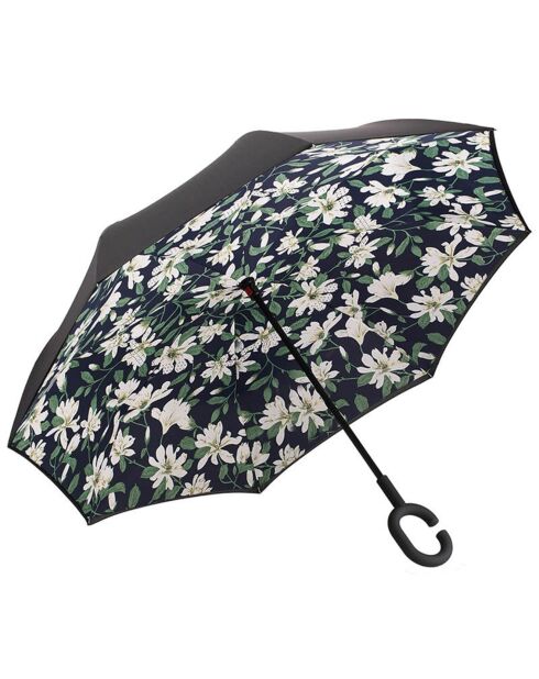 Parapluie Inversé noir/imprimé fleurs
