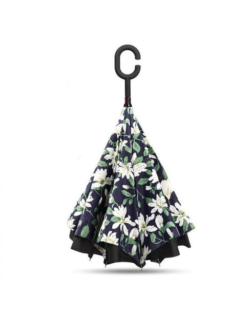 Parapluie Inversé noir/imprimé fleurs