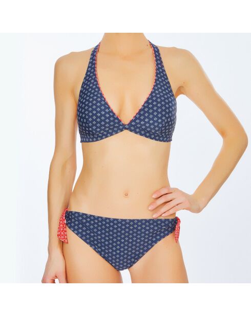 Top de bikini triangular azul marino de Orlando Beach