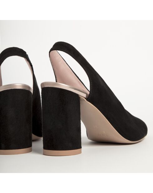 Slingback en Velours de Cuir First Class noirs - Talon 8.5 cm