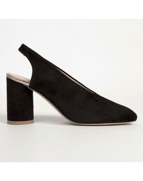 Slingback en Velours de Cuir First Class noirs - Talon 8.5 cm
