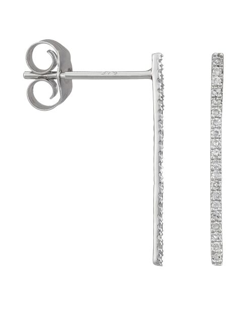 Orecchini dritti in oro bianco da 0,10 ct con diamanti