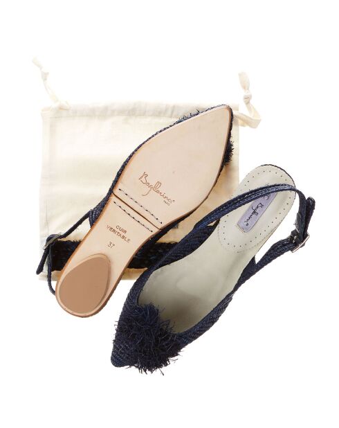 Sandales pliables Raphia bleu marine