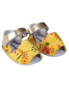Sandali in pelle floreale gialla