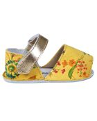 Sandali in pelle floreale gialla
