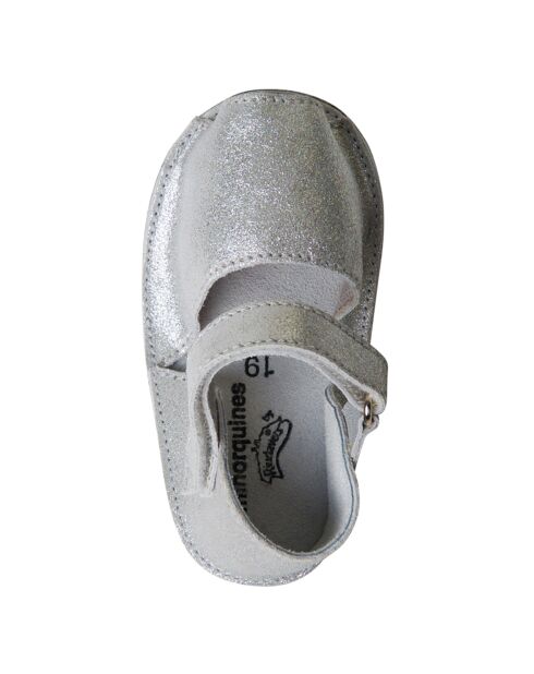 Zilveren magische leren sandalen