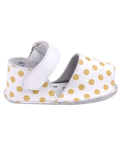 Sandali gialli in pelle a pois