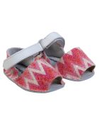 Rosafarbene Zig Zag Fiesta Ledersandalen