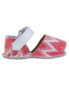 Rosafarbene Zig Zag Fiesta Ledersandalen