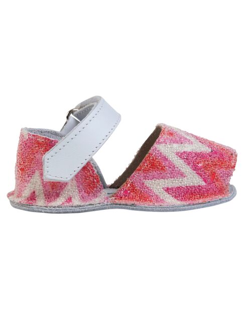 Rosafarbene Zig Zag Fiesta Ledersandalen