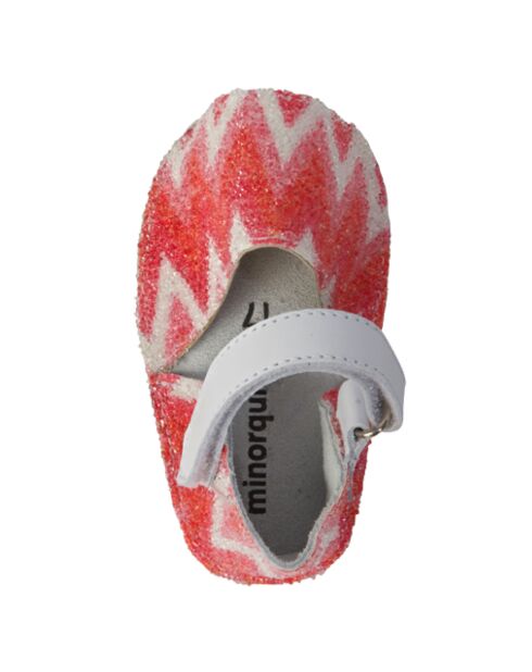 Rosafarbene Zig Zag Fiesta Ledersandalen