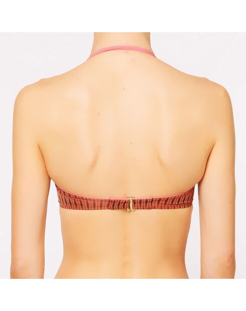 Eva bikinitop met terracottaprint/zwarte bandeau